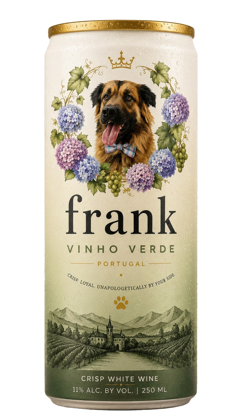 Frank Vinho Verde slim can with forest green to white ombre finish